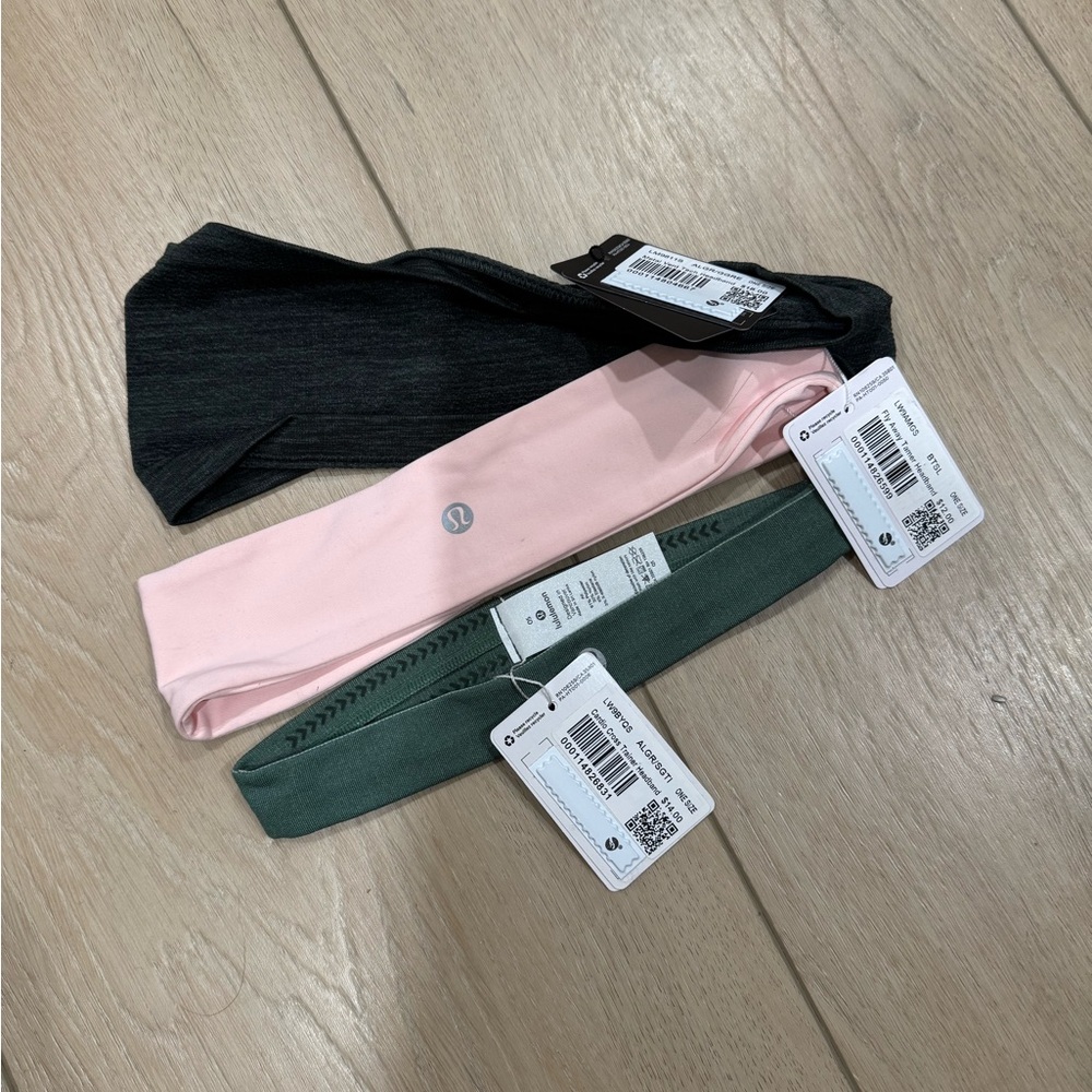 lululemon athletica Hairband Trio - Black, Pink, Green